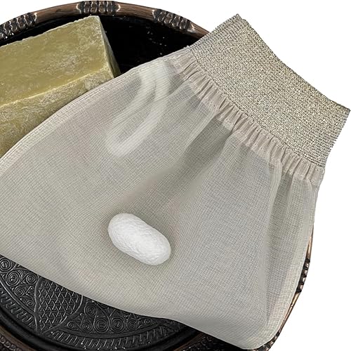 Miniatura 5 de Feel Fine Manopla exfoliante turca – Guante Hammam Kese de seda 100% cruda para hombres y mujeres | Exfoliante turco hecho a mano para el baño y la