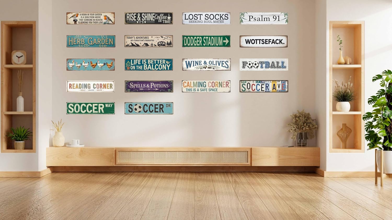 Soccer Ave Metal Sign 4x16in Retro Sports Plaque for Fan Cave Wall Decor Football Gift