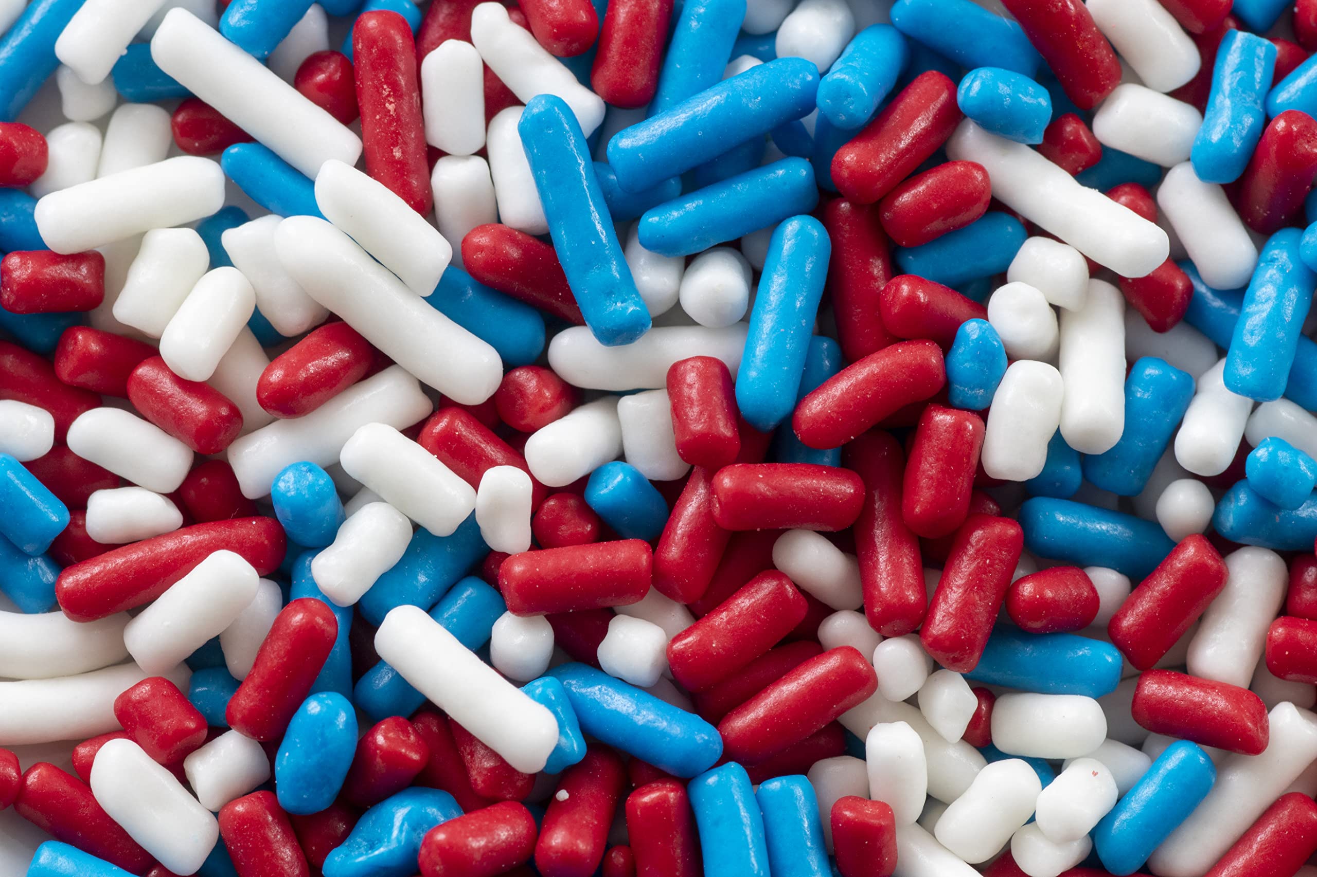 Patriotic 4TH of JULY Sprinkles Red, White & Blue Colored BULK Jimmies 1 POUND- Independence Theme Edible Cake Cupcakes Dessert & Ice Cream Topping-USA American Themed Candy