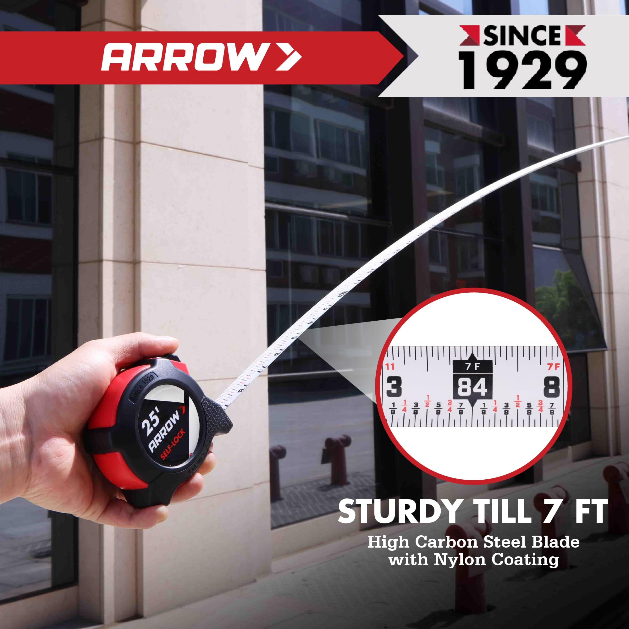 Arrow 25FT Auto-Lock Tape Measure, Easy Read Double Sided Measuring Tape — Amazon image 7
