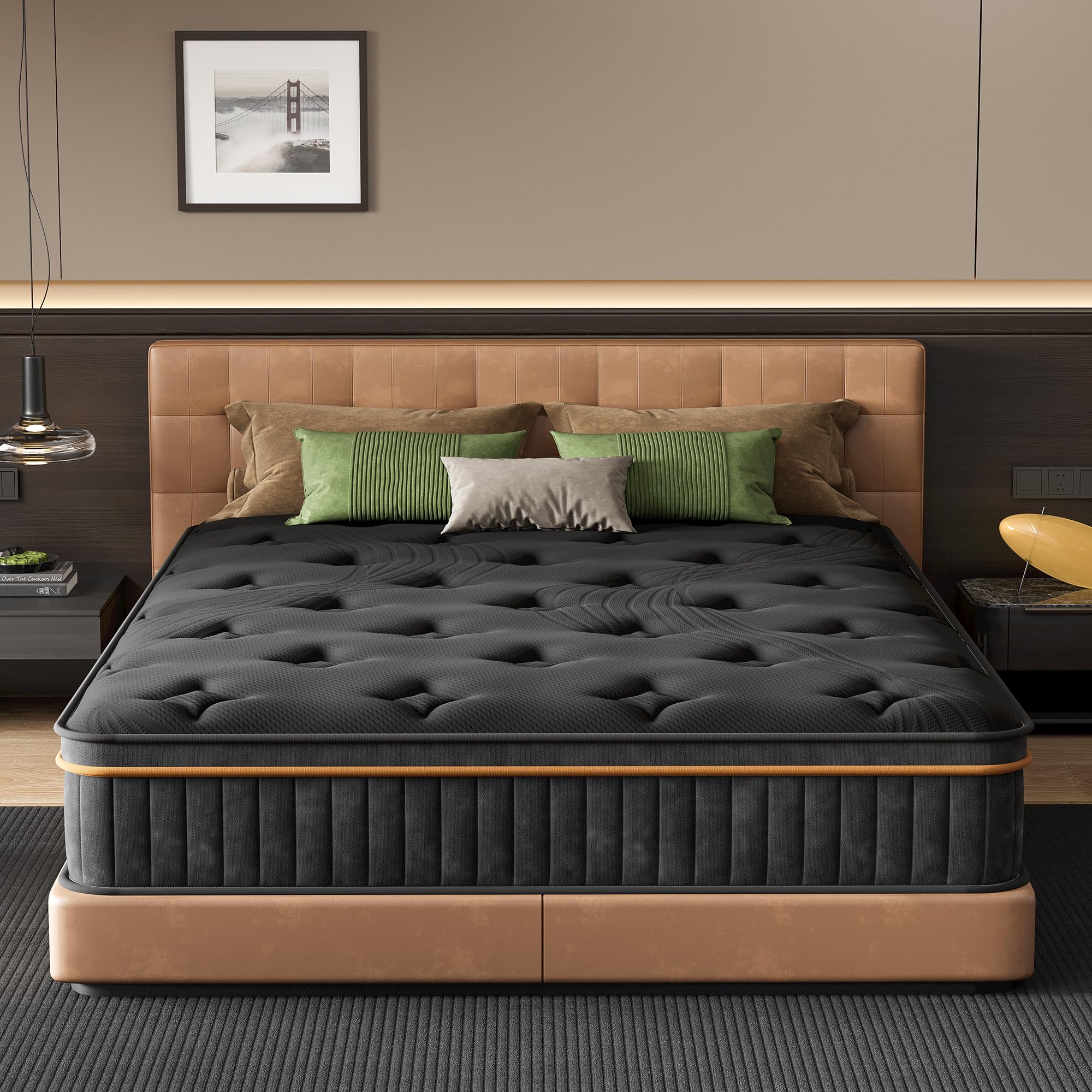 Queen Size 10 Inch Hybrid Mattress, 7-Zone Support with Reinforce...