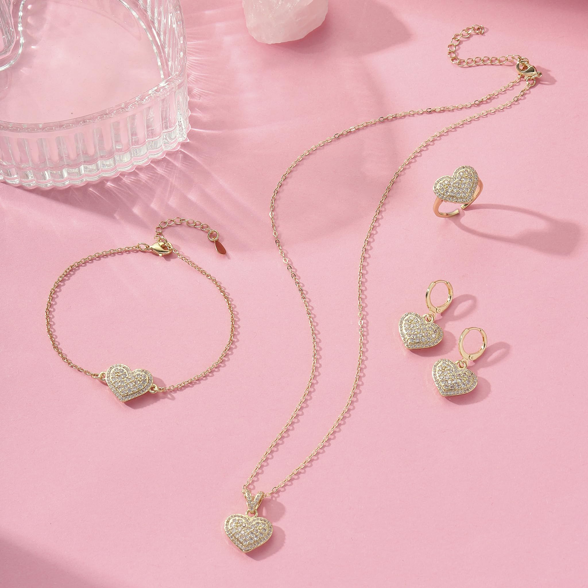 SALTY Set di gioielli da donna, con collana, orecchini e bracciale, con scatola regalo anti-ossidazione, elegante e minimalista, accessori estetici dal design moderno, ideale per regali