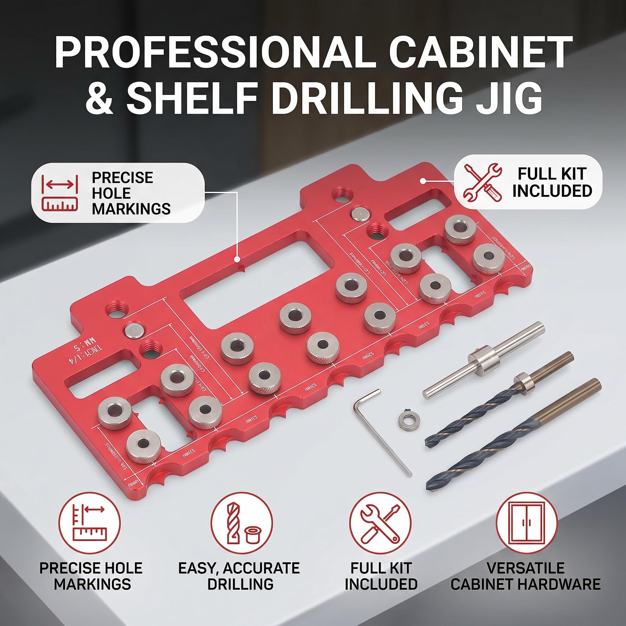 Modello di Installazione della Maniglia Dell'armadio, Guida per Trapano per Lavorazione del Legno con Manicotti per Trapano da 5 Mm e 6,35 Mm per L'installazione di Perni per