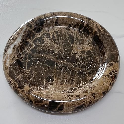 Miniatura 2 de Bandeja redonda de mármol natural para tocador, bandeja decorativa para mesa de café, baño, dormitorio (red de café)