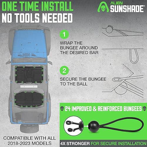 Miniatura 6 de Alien Sunshade - Parasol de malla frontal y trasero para techo, bloquea los rayos UV, el viento y el ruido (color negro)