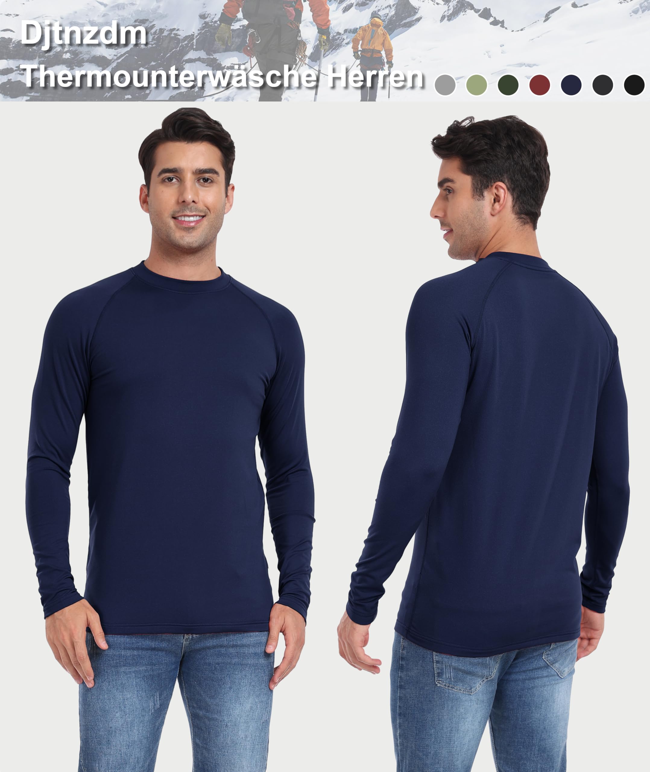 Djtnzdm Maglietta Compressione Uomo Maglia Termica Uomo in Pile Maniche Lunghe Invernale Sportivo Fitness Sci Termico Uomo Top