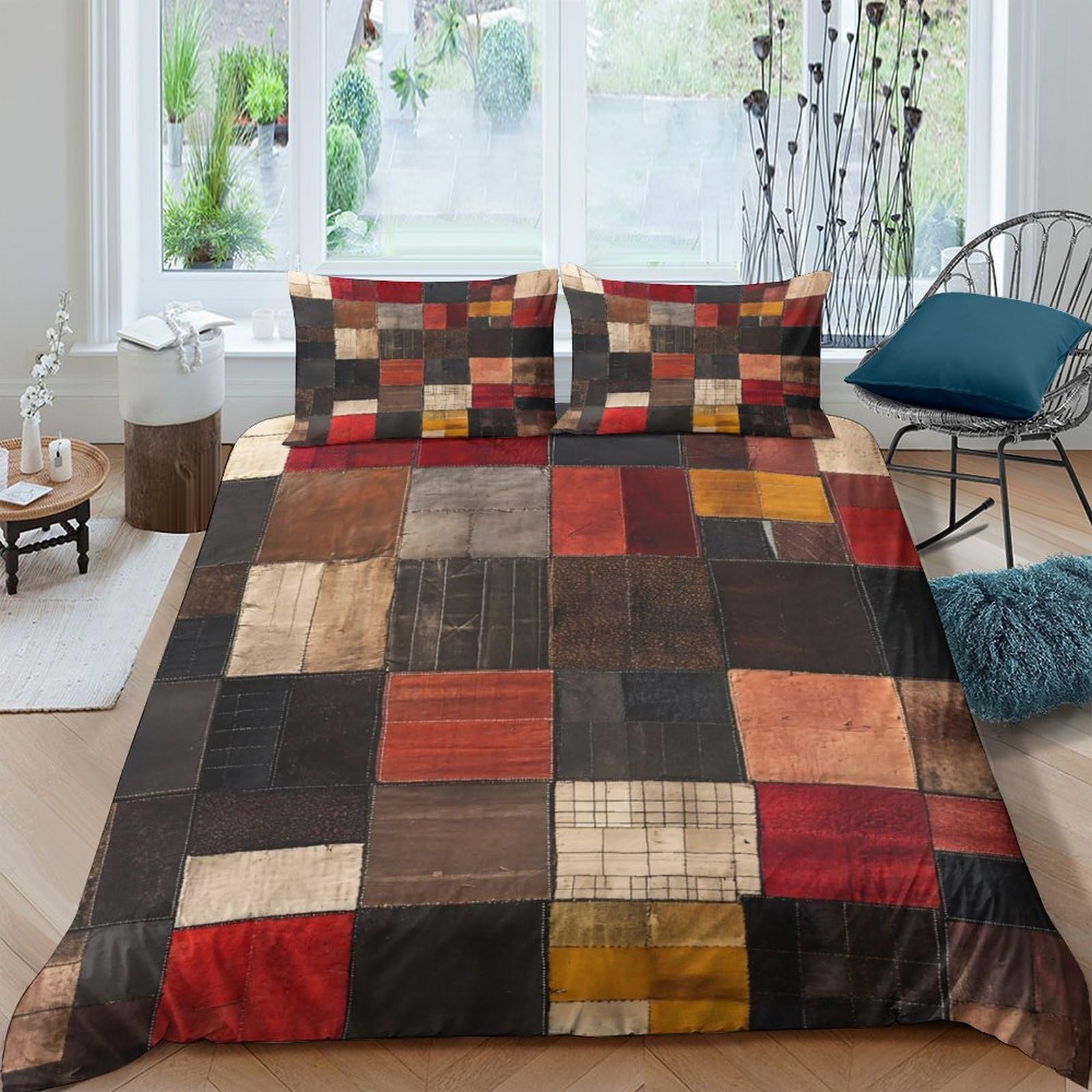 Ctjqhvkz Style-8 3D Printed Patchwork Mosaic Fitted Sheet Microfiber Soft Anti-Slip Bed Cover Color Block For Bedroom Dorm Mattress Protection Decor Single（135X200cm）