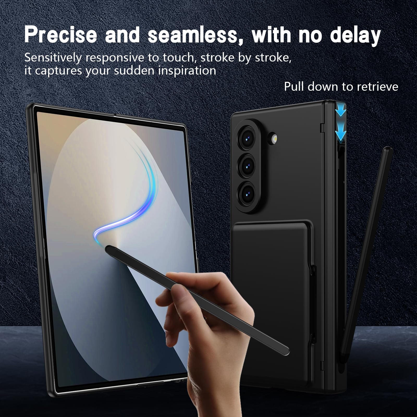 Asuwish Custodia per Samsung Galaxy Z Fold 6 5G 2024 Donna Uomo Nero