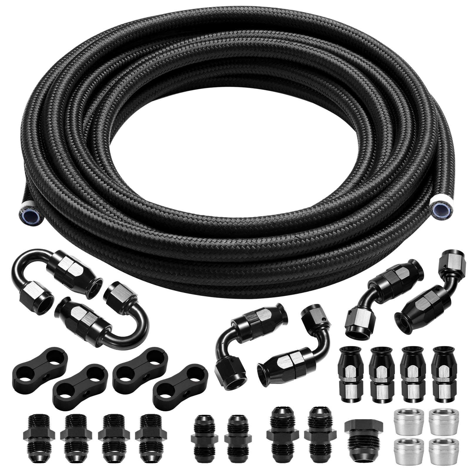 Snapklik.com : 8AN 20FT PTFE Fuel Line Kit, E85 Nylon Stainless Steel ...
