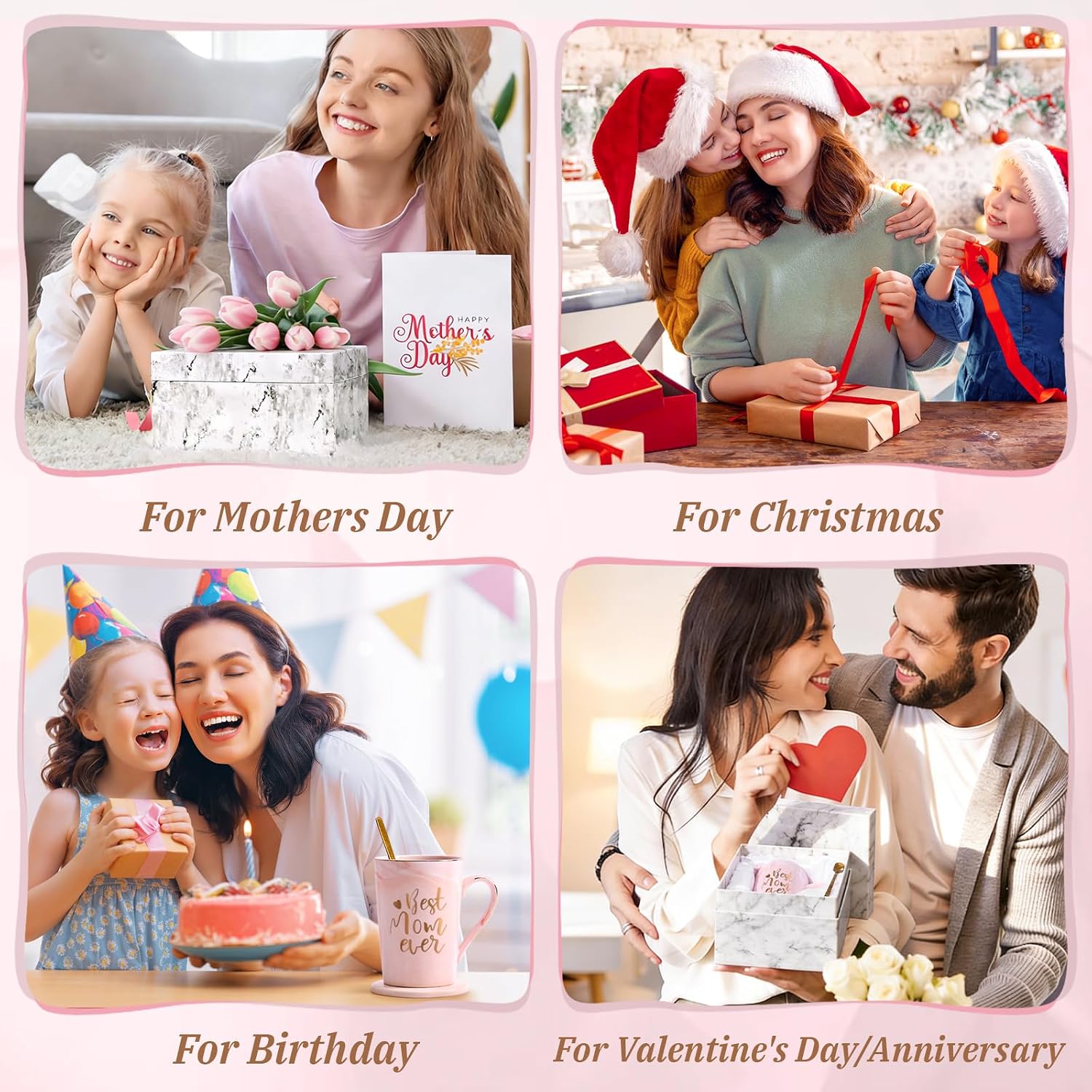 YHRJWN Birthday Gifts for Mom, Best Mom Ever Coffee Mug, Mom Mothers Day Gifts from Daughter Son, Moms Gift Idea for Birthday, Valentines Day, Present for Moms Mothers, 14 Oz Pink