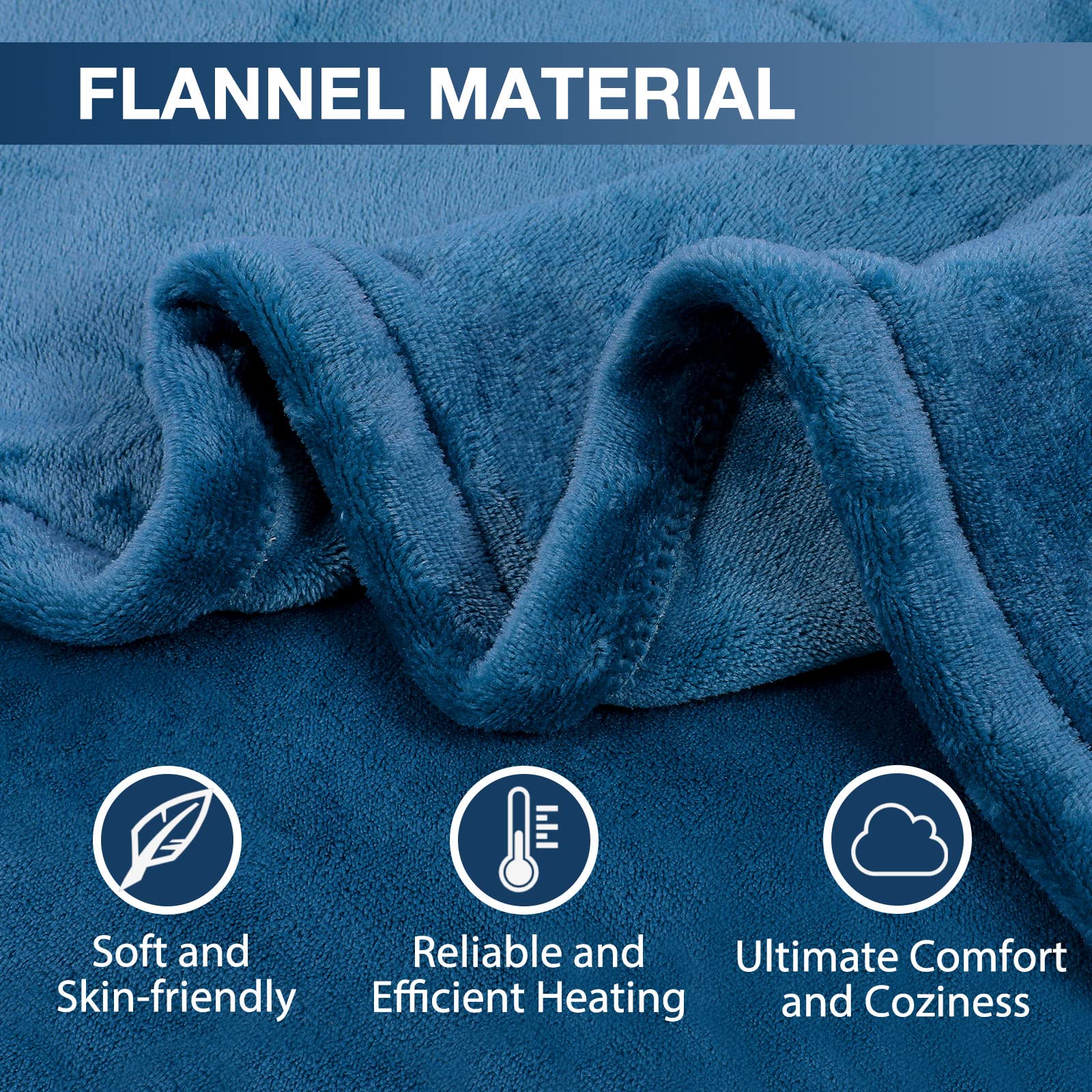 Amazon.com: DAILYLIFE Heated Blanket Electric Throw Blanket, 50 x 60  Flannel Heating Blanket with 6 Heat Settings and 3 Hours Auto-Off, Couch  Chair, Machine Washable, Bright Blue : Home u0026 Kitchen