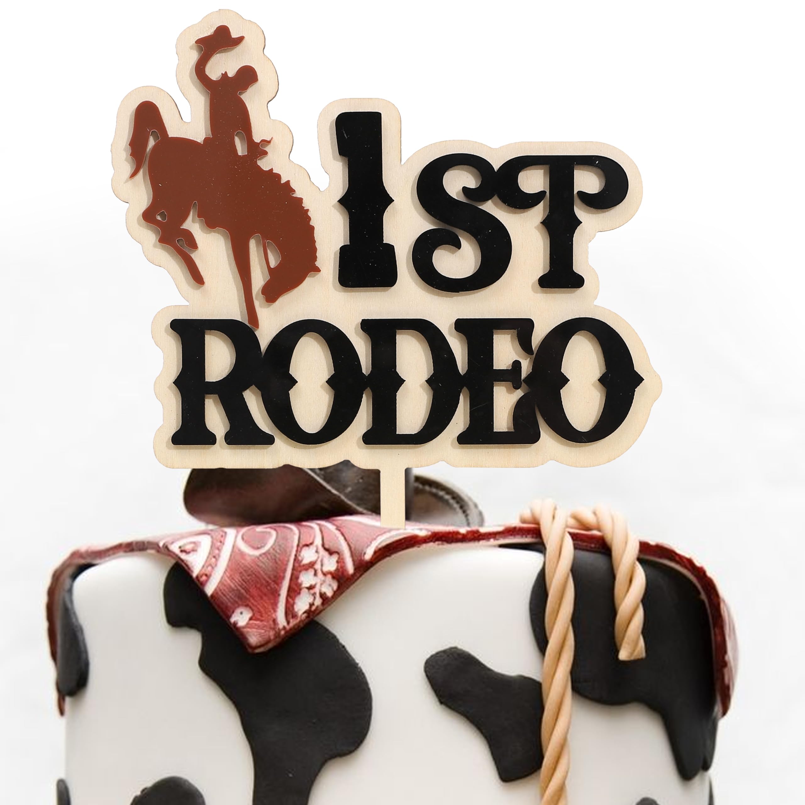 1st Rodeo Cake Topper | Wooden & Acrylic Western Birthday Decor For 1st Birthday, Baby Shower, Smash Cake - View #3