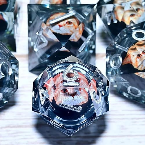 Miniatura 8 de Resin Cat Head DND Dice, Sharp Edge Dungeons and Dragons Polyhedron Game Dice Set for Role Playing Games RPG Explorer Magic, Holiday Birthday Gifts