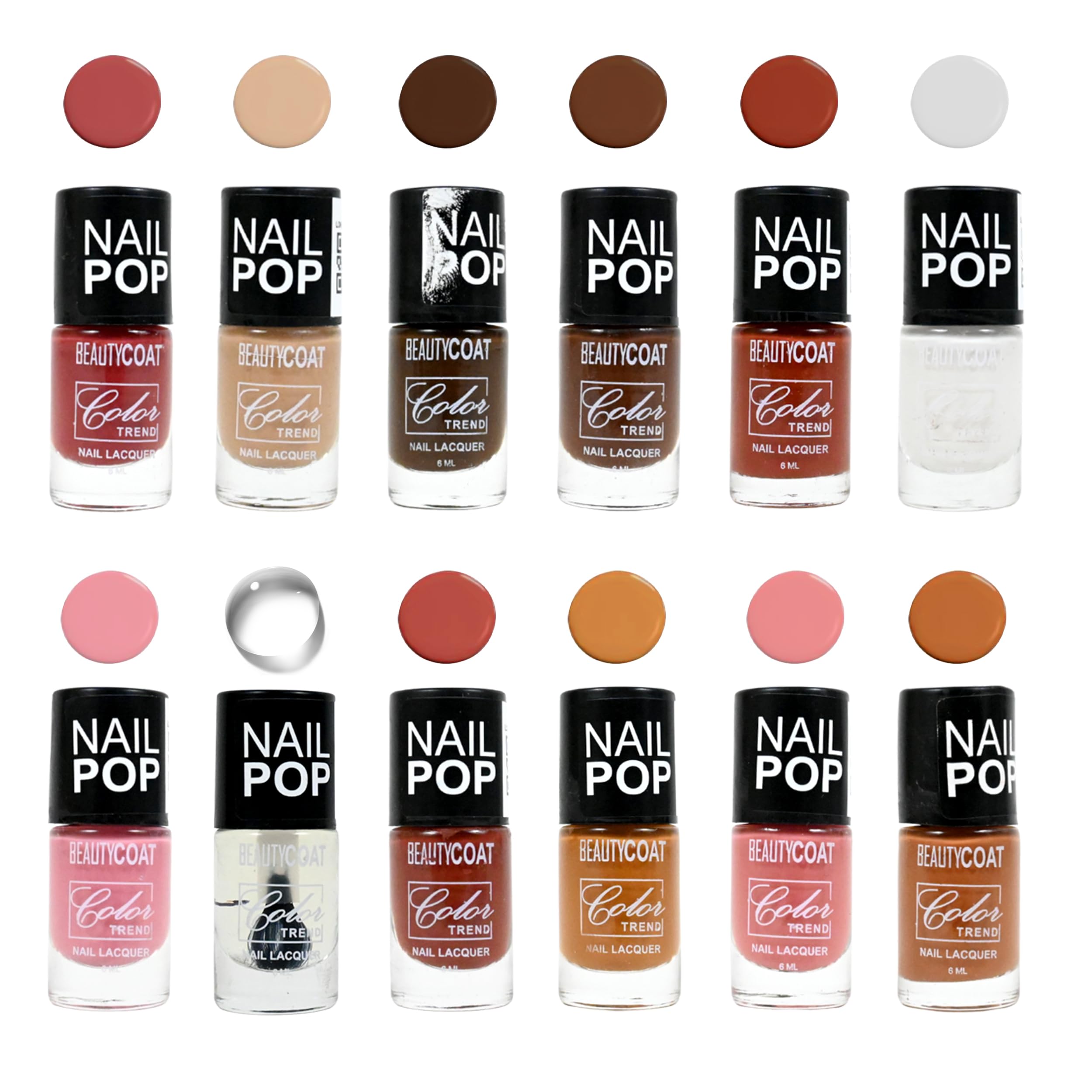BeautyCoat Nail Pop Nail Lacquer Set–12 Trendy Colors, Long-Lasting, 6ml Each-image-14