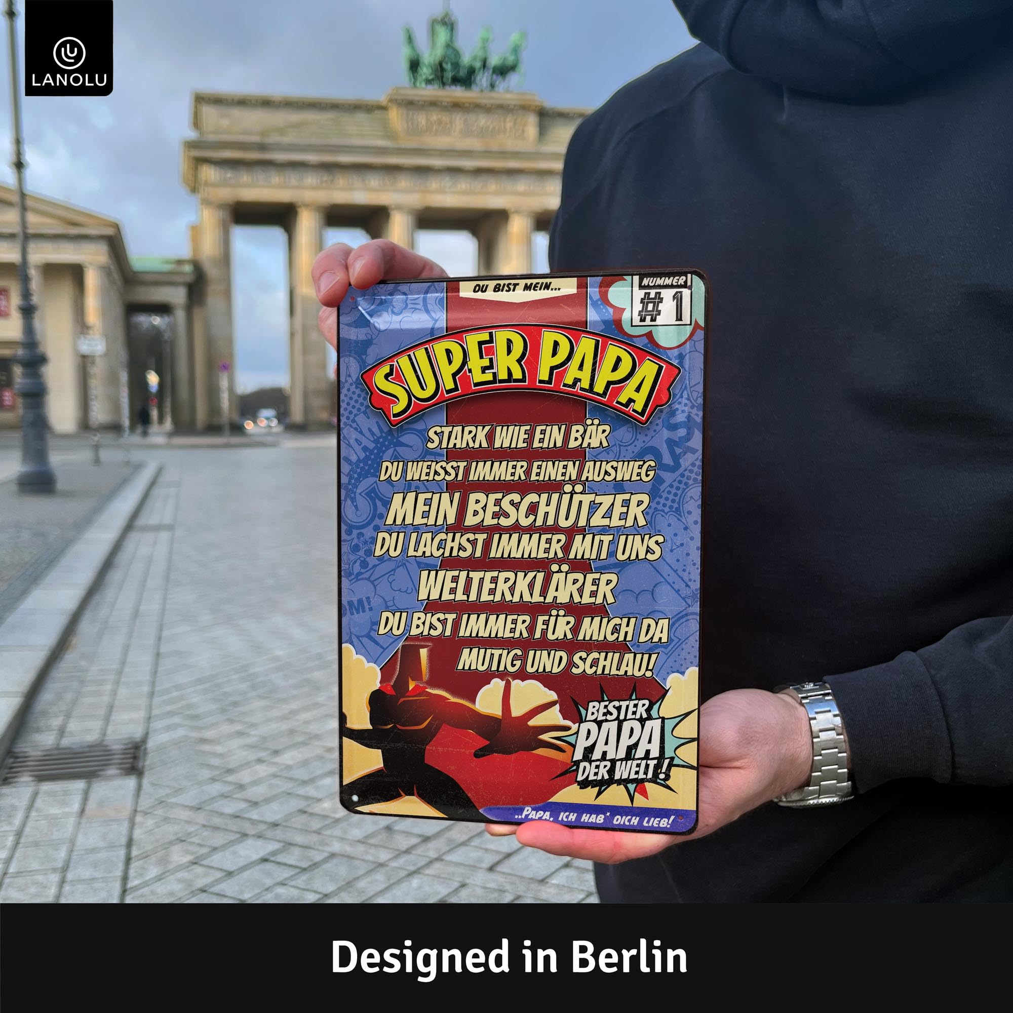 Targa Da Officina Personalizzata – Regalo Per Papà, 30x20 Cm, Plastica Robusta Resistente Alle Intemperie, Fatta In Germania, Idea Festa Del Papà