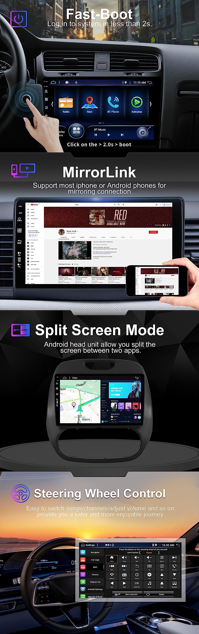 Double Din Android Auto 4G LTE 9inch Android Auto Radio For Renault Kaptur Captur 2016 2017 2018 2019 Stereo Carplay GPS Android Auto Double Din