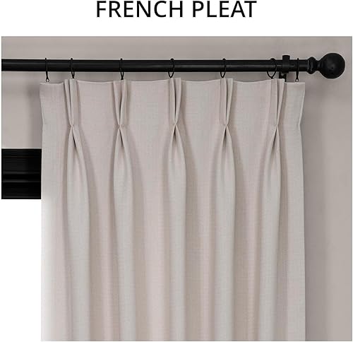 Miniatura 5 de HPD Half Price Drapes Cortinas de lino sintético para oscurecer la habitación de dormitorio de 96 pulgadas de largo (1 panel), cortinas plisadas