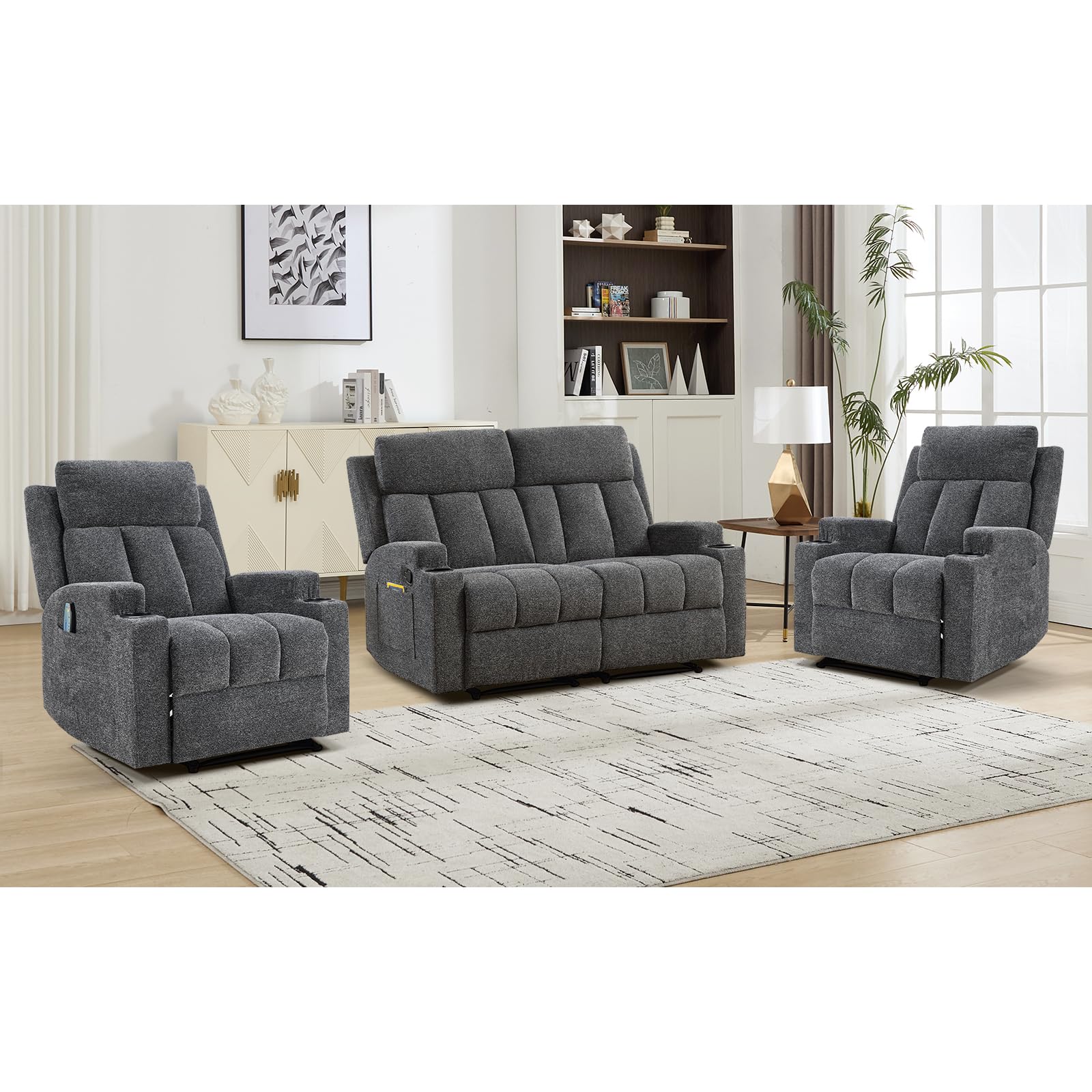 Dark Grey / 2 Chairs+Loveseat