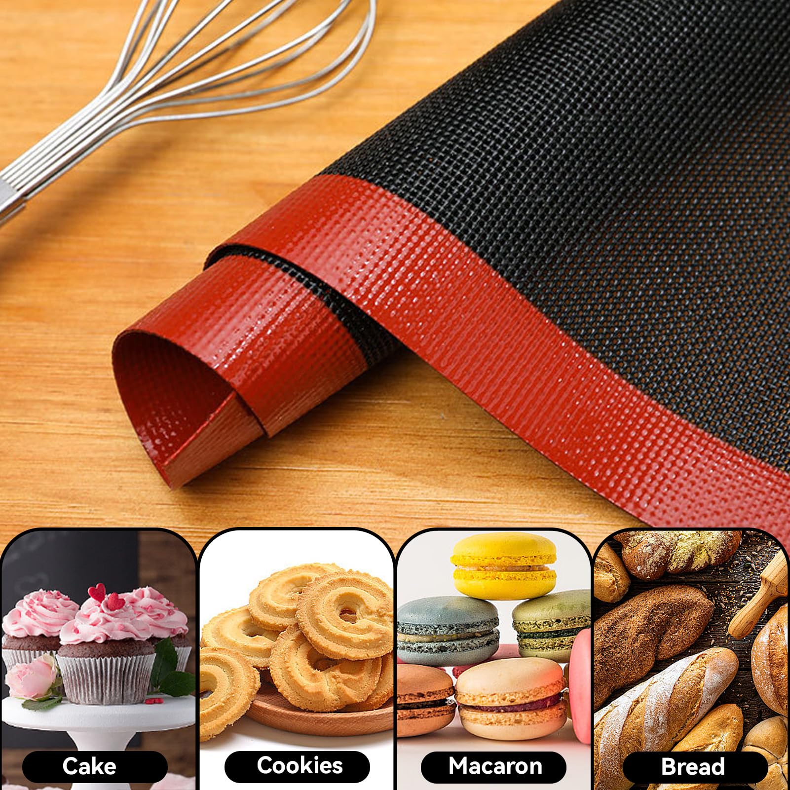 2pcs Perforated Silicone Baking Mat, Reusable Non Stick Baking Sheets for Oven, Fiberglass Mat Oven Liner Pad for Biscuit Pastry, 30x40cm