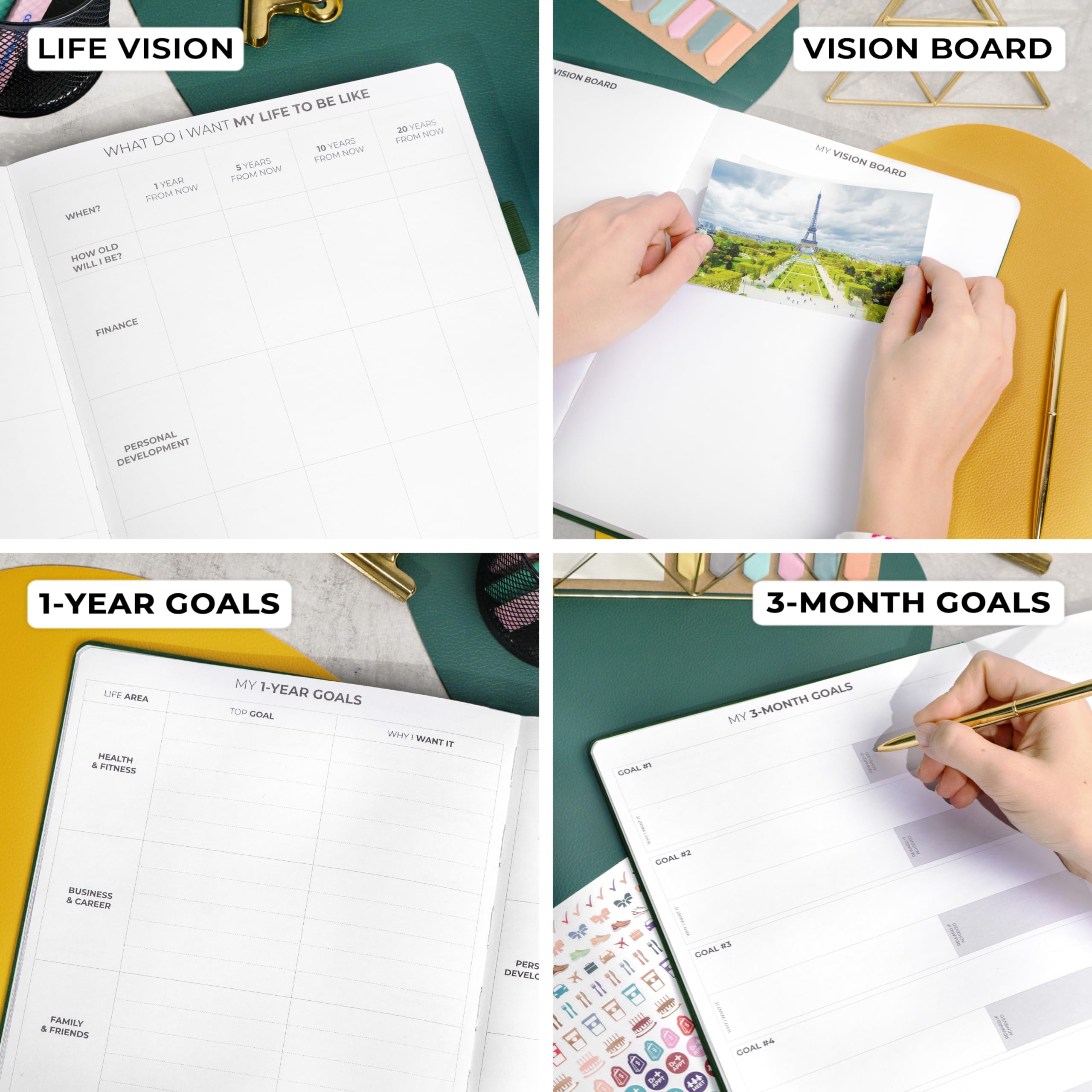 Clever Fox Planner Pro Premium Edition, lussuoso planner settimanale e mensile + organizer per pianificazione del budget per produttività e raggiungimento degli obiettivi, senza data, copertina rigida