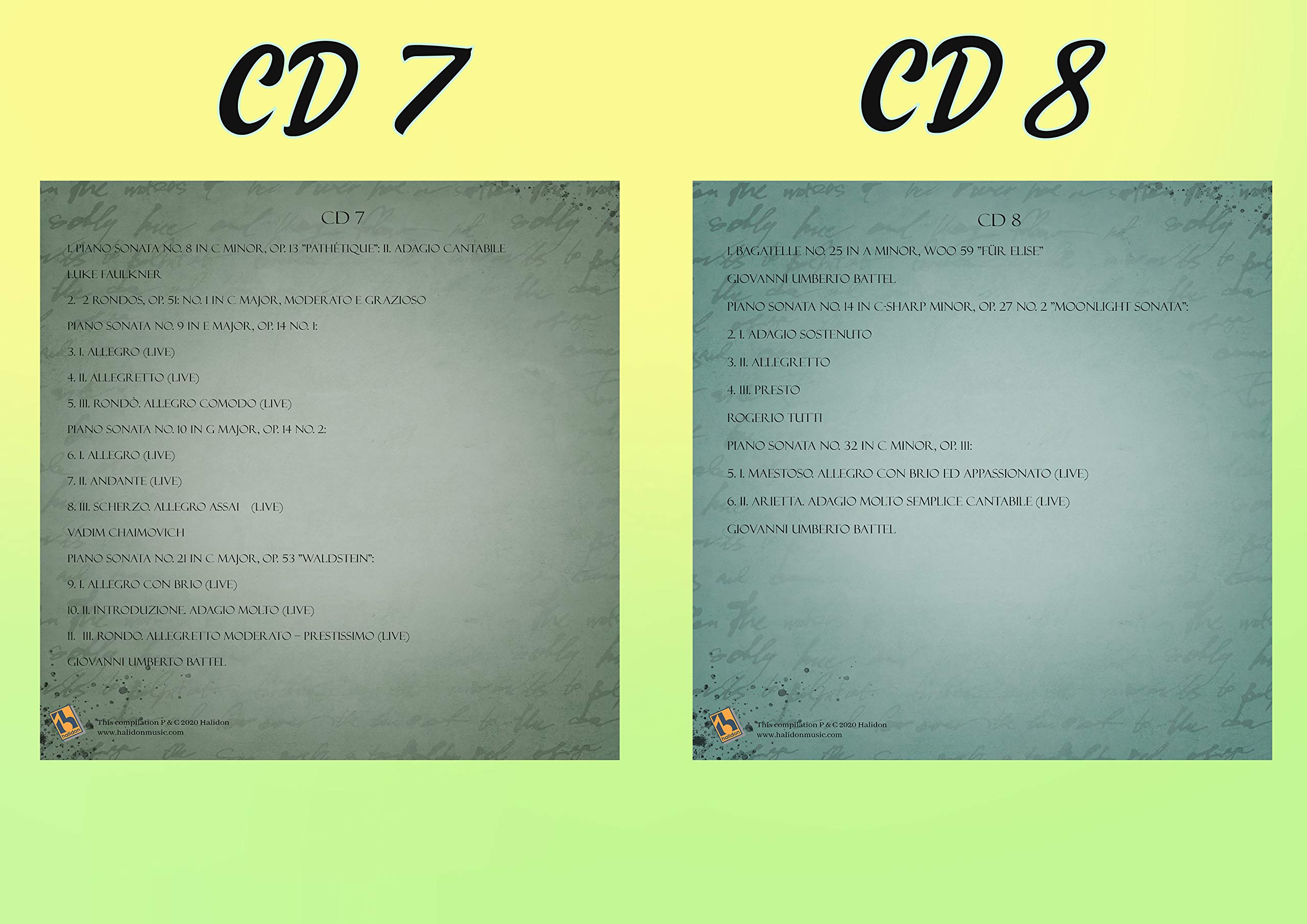 Beethoven Anniversary Symphonies, Sonate pour piano, Concerts de piano