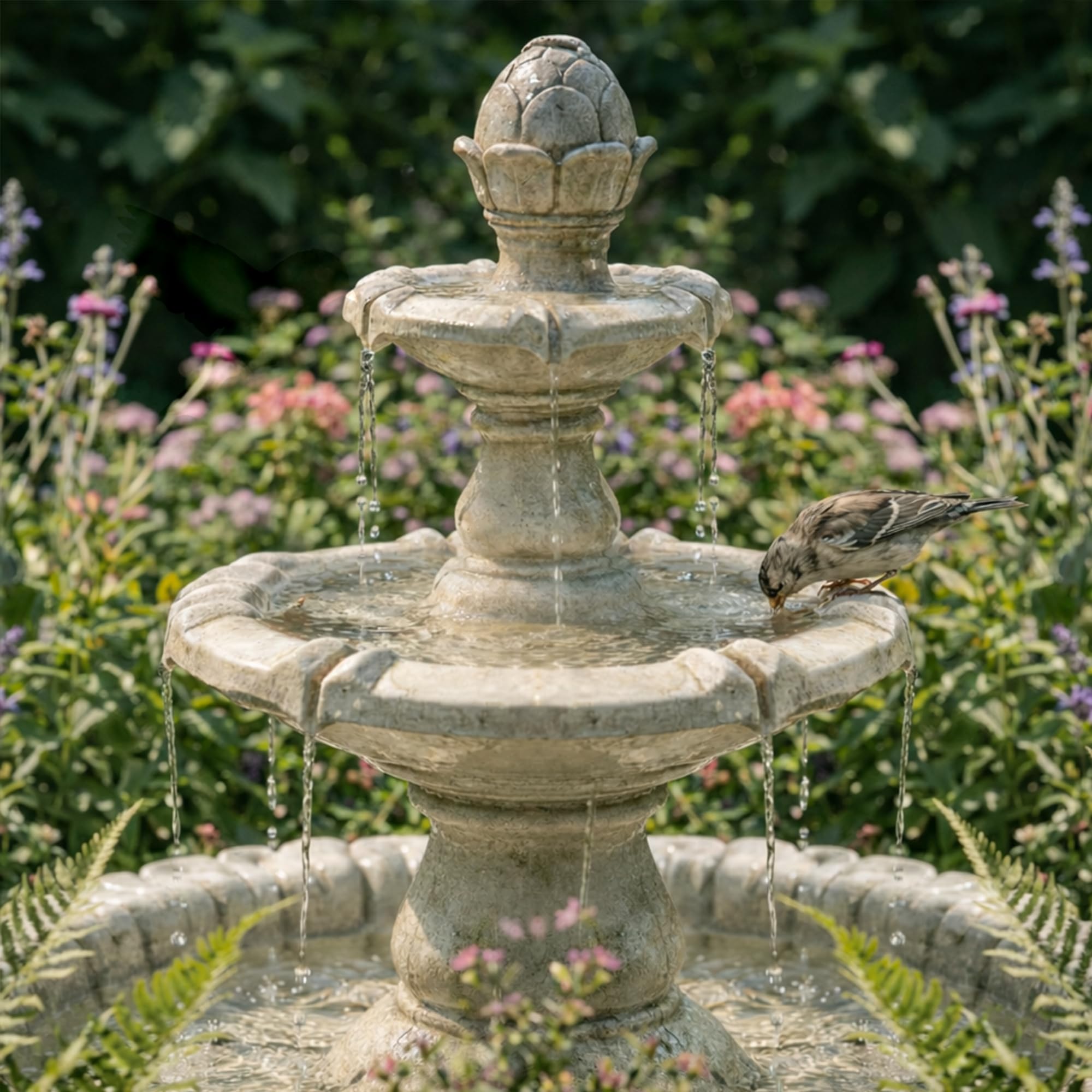 Köhko® Wasserspiel Markkleeberg“ klassischer Etagenbrunnen Vogelbad 13010 Springbrunnen Gartenbrunnen
