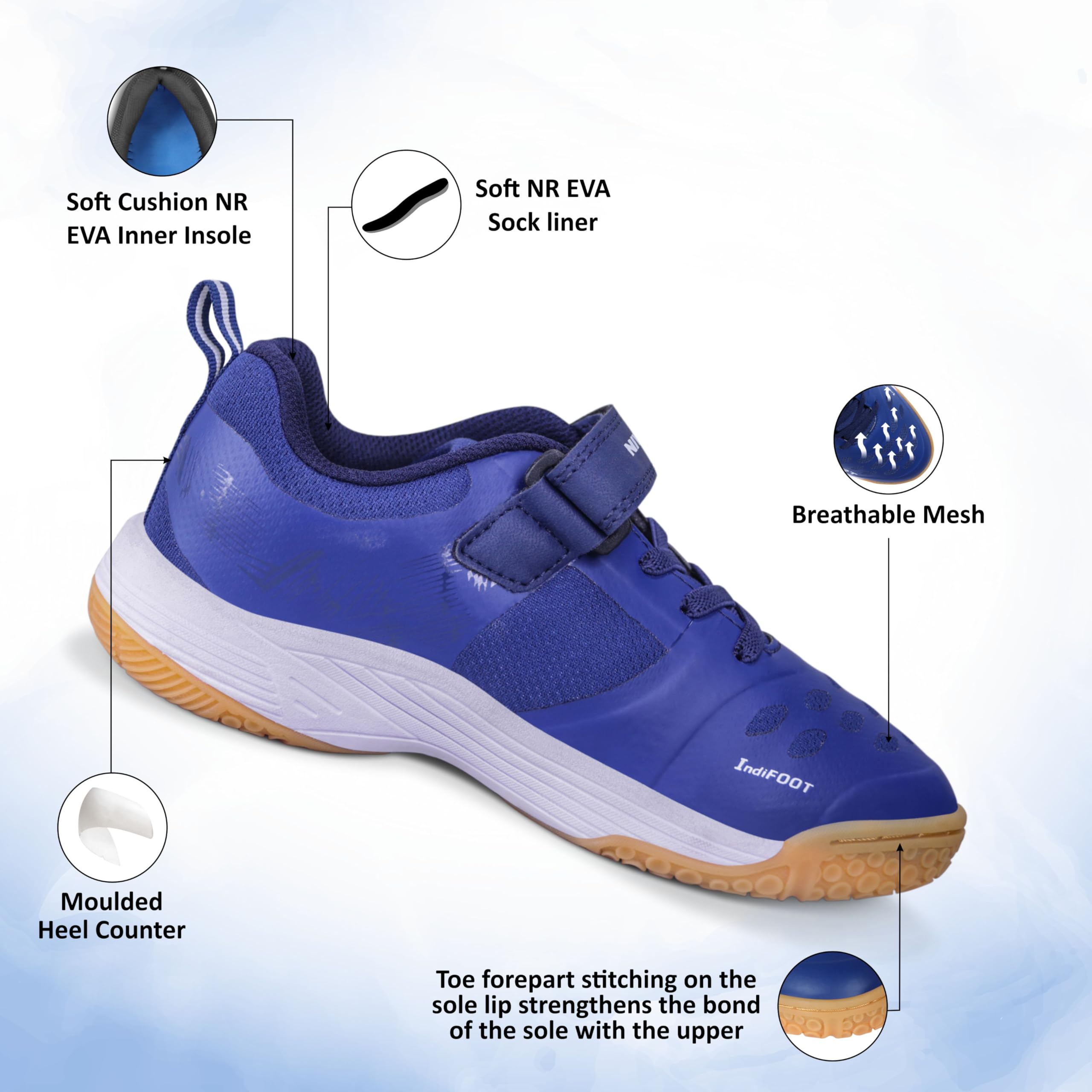 Nivia HY-Court 2.1 Kids Badminton Shoes | Ideal for Badminton and Active Sports | Fueling Young Athletes with Comfort and Excitement | Court Shoes (Navy Blue) Size-Uk13