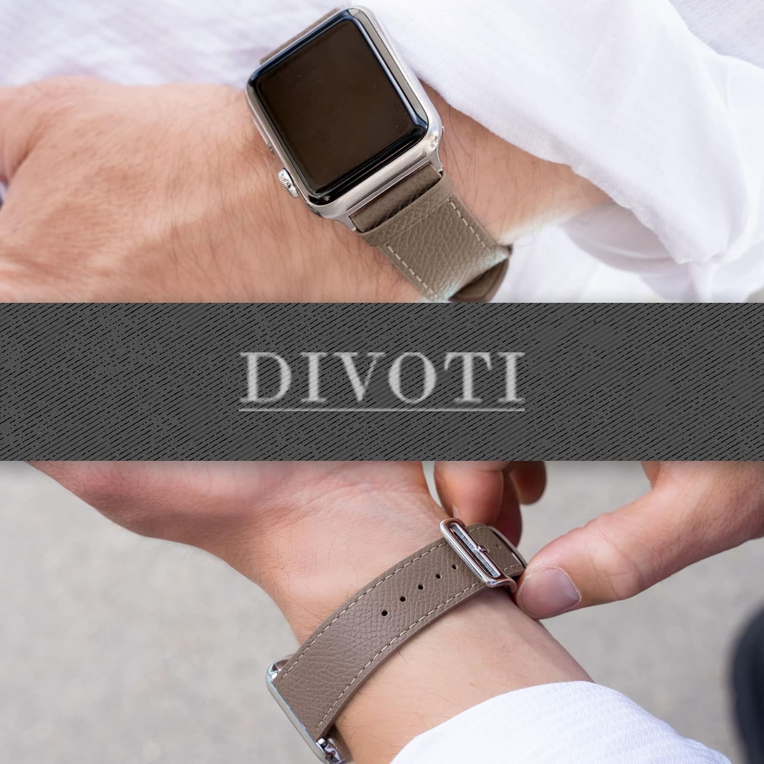 Divoti Epsom Leather Watch Bands Compatible with Apple Watch, All Series - 45/44/42-MM OR 41/40/38-MM.