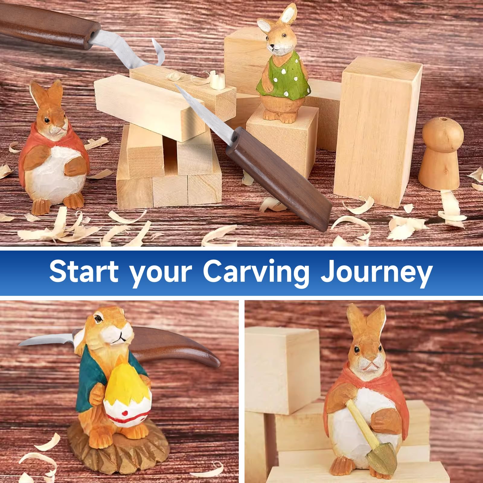 Wood Carving Tools, 26pcs Hand Carving Tool Set Wood Whittling Knife Kit with 3pcs Templates & 8pcs Wood Carving Knives 3 for DIY Sculpture Carpenter Experts & Beginners