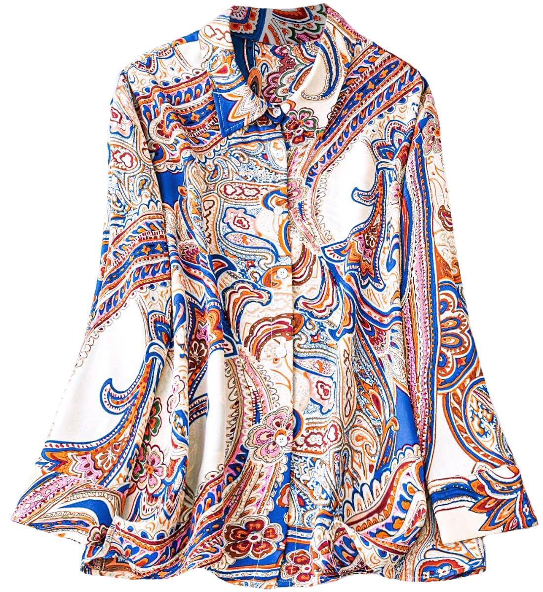 Women's Rayon Korean Style Long Sleeve Oversized Button Down Shirt | Plus Size Workwear Top for Office & Casual Wear (Available in Plus Size)