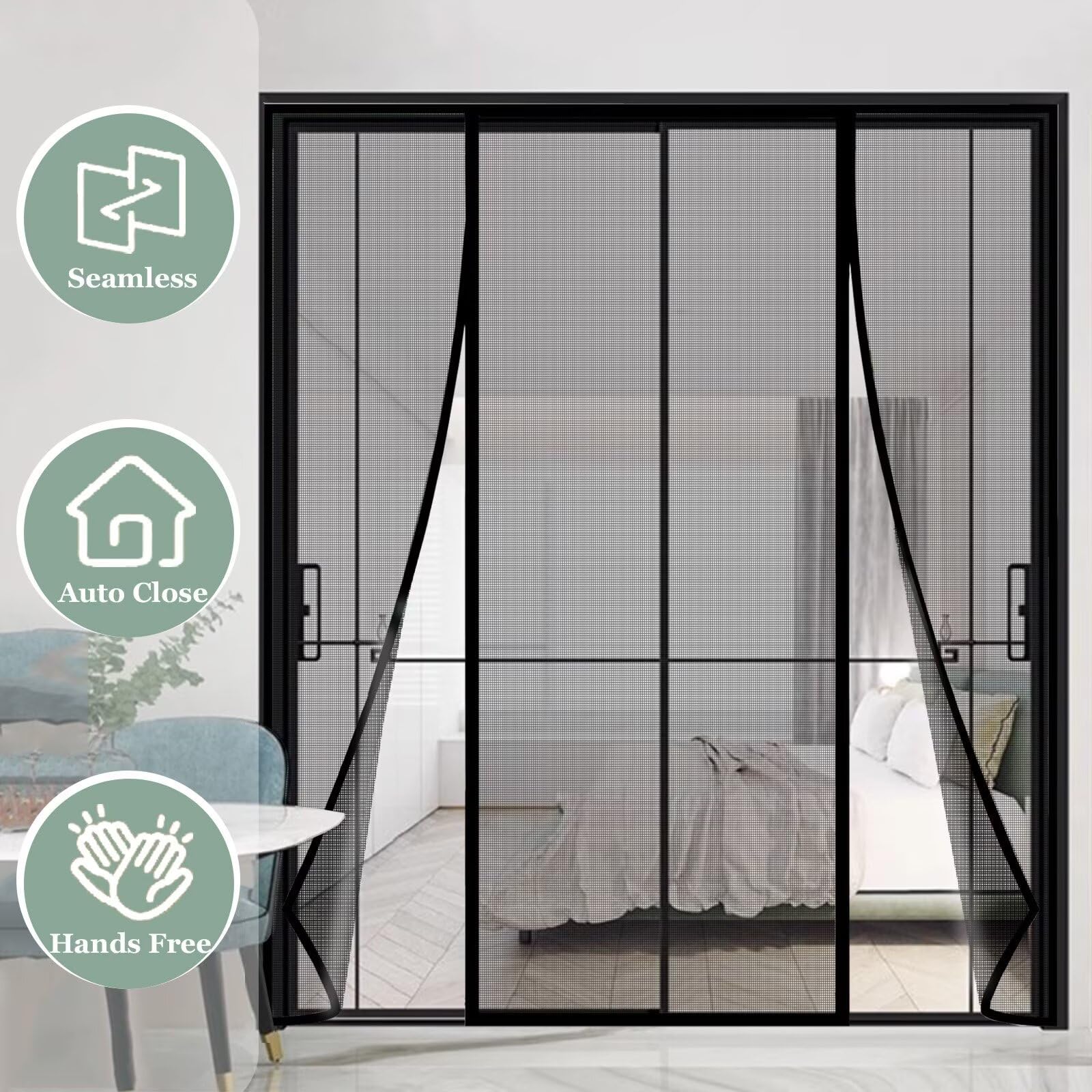 Winddicht Insektenschutz Schiebe Fenster 165x180cm Schwarz Mückengitter Insektennetz für Fenster für Türen/Patio