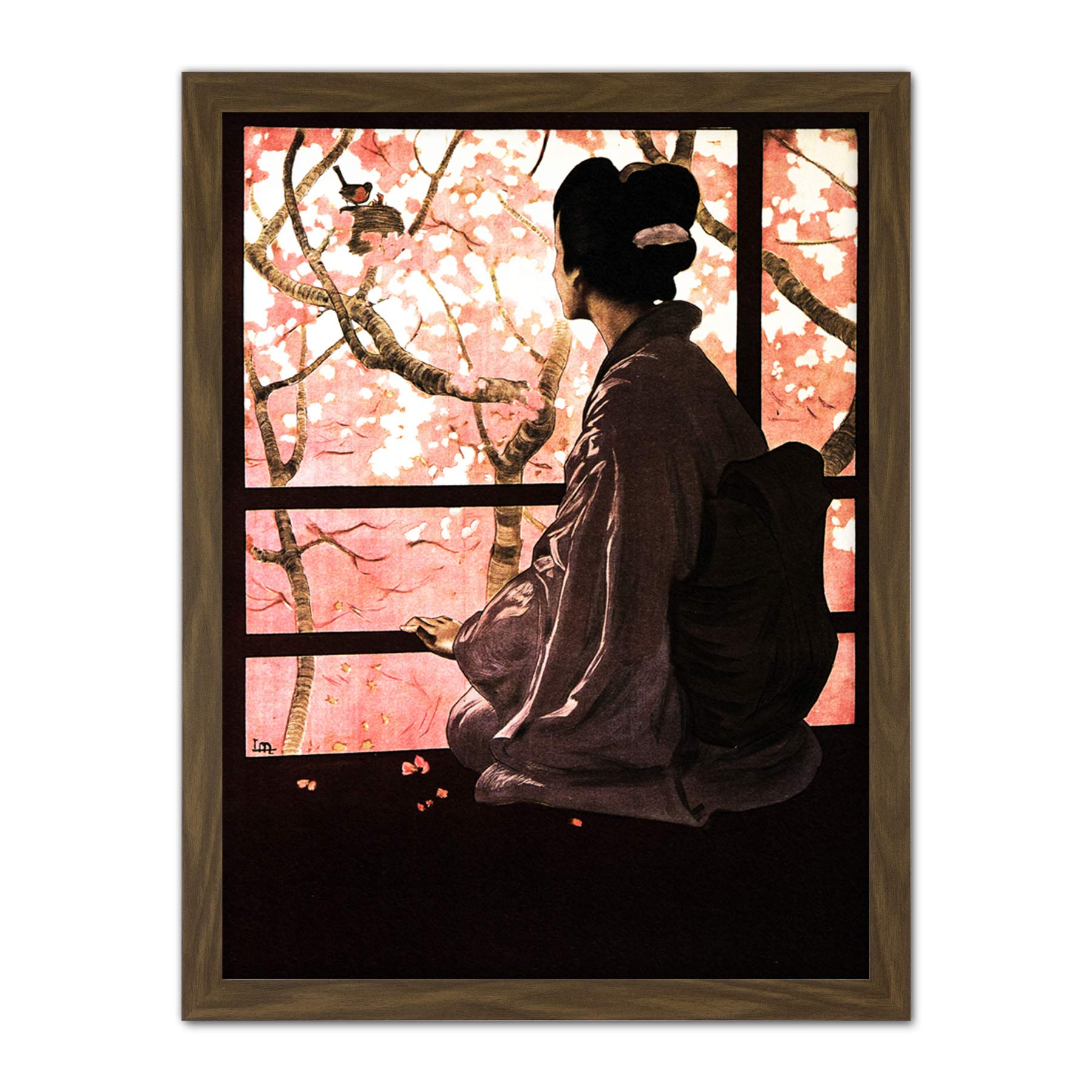 Wee Blue Coo Opera Madame Butterfly Japanese Artwork Framed Wall Art Print 18X24 Inch