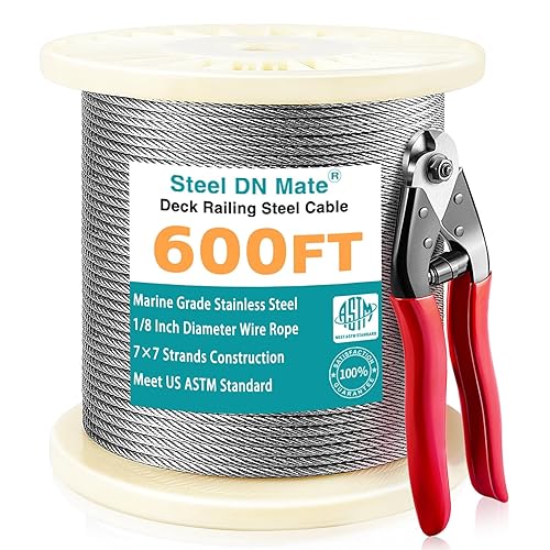 Steel DN Mate Cuerda de alambre de acero inoxidable para aviones de 600 pies de 18 pulgadas para kit de barandilla de cable, cable de barandilla de