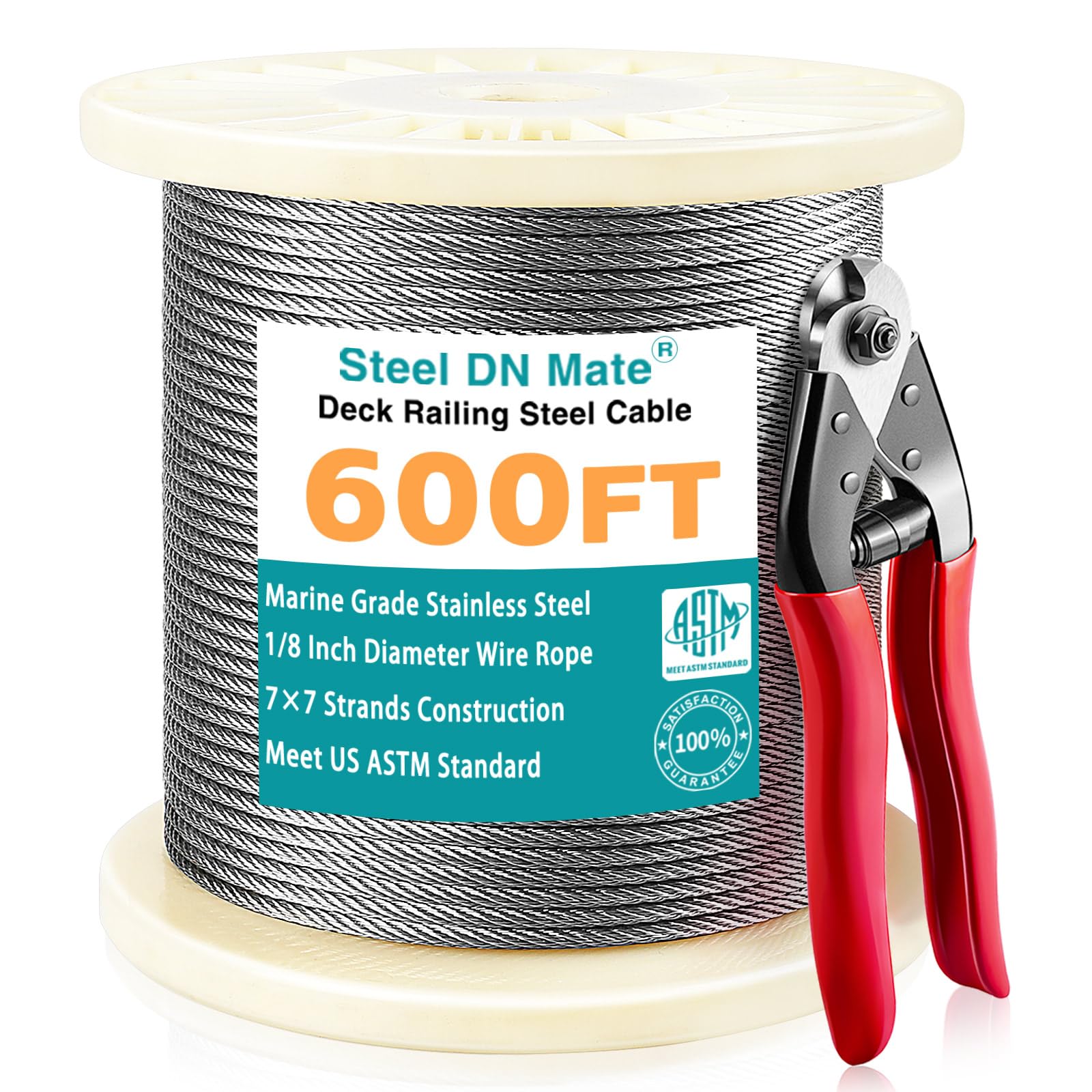 Snapklik.com : Stainless Steel Cable For Railing DIY, 600FT 1/8