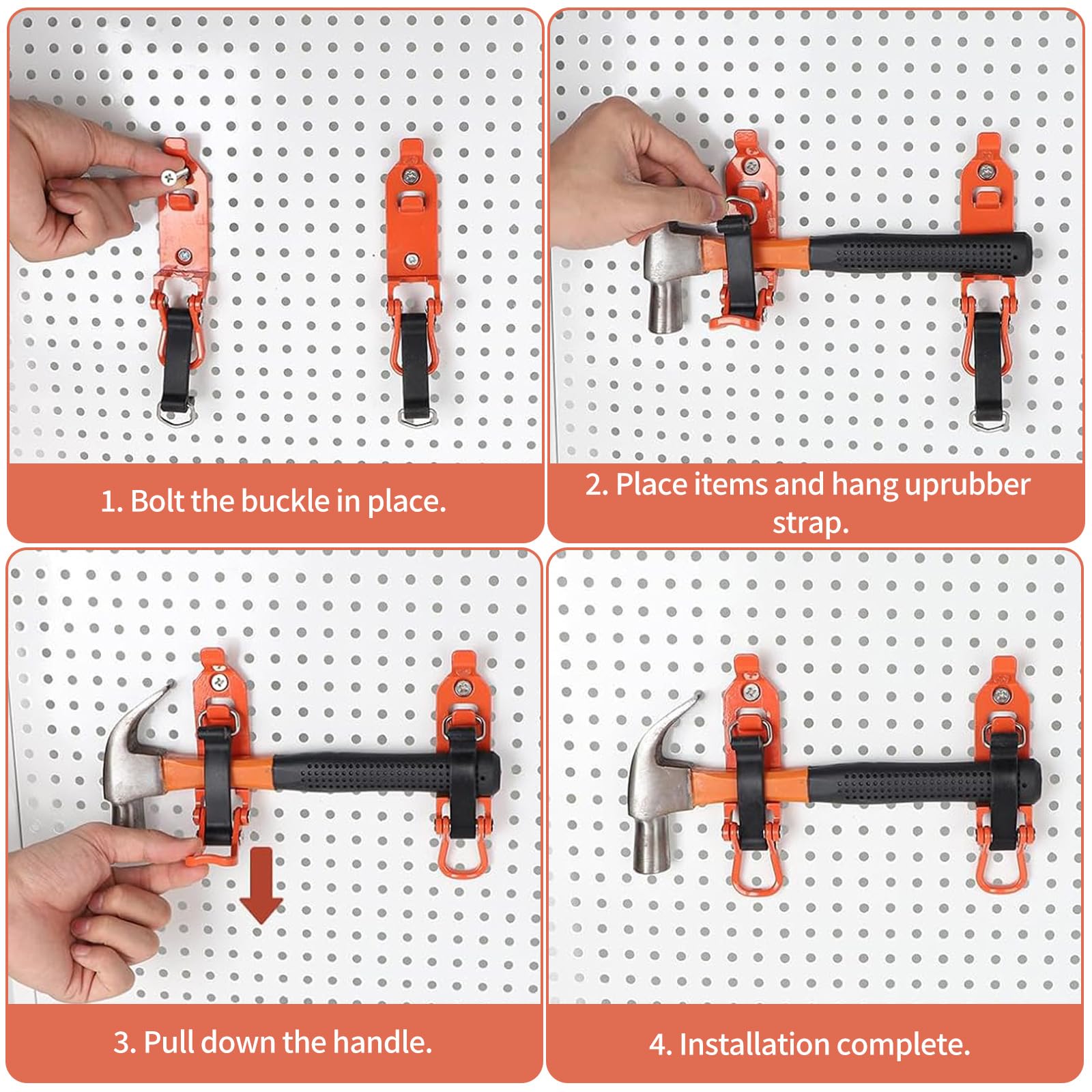 Schaufelhalterung für Dachträger 4 Stück, Metall Gummi Dachträgerklemmen mit Befestigungsschraube und MutternDachträger Klemmen Zubehör, Dachträger Zubehör Schaufelhalter Orange