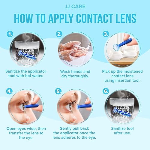 Miniatura 6 de JJ CARE Aplicador de lentes de contacto  Paquete de 4 herramientas de succión para lentes de contacto duras, émbolo de contacto ocular de goma de