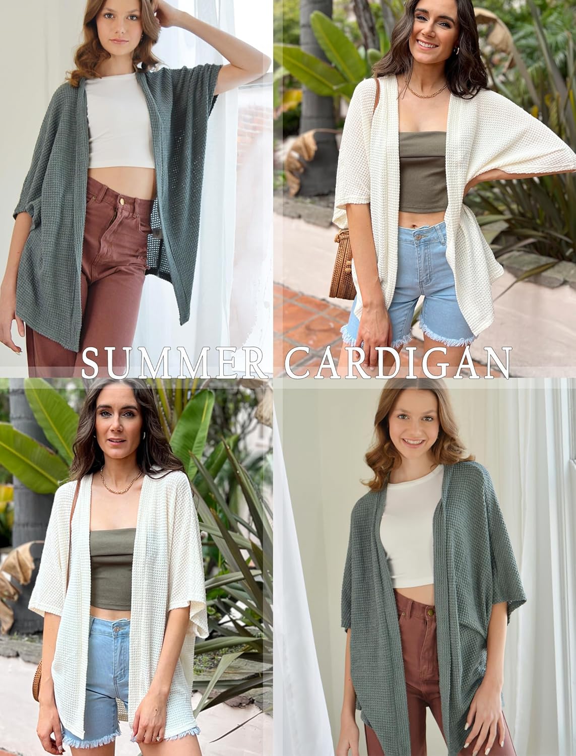 STYLEWORD Women's Summer Fashion Cardigan Lightweight Short Sleeve Beach Cover Up Kimonos - Image 4