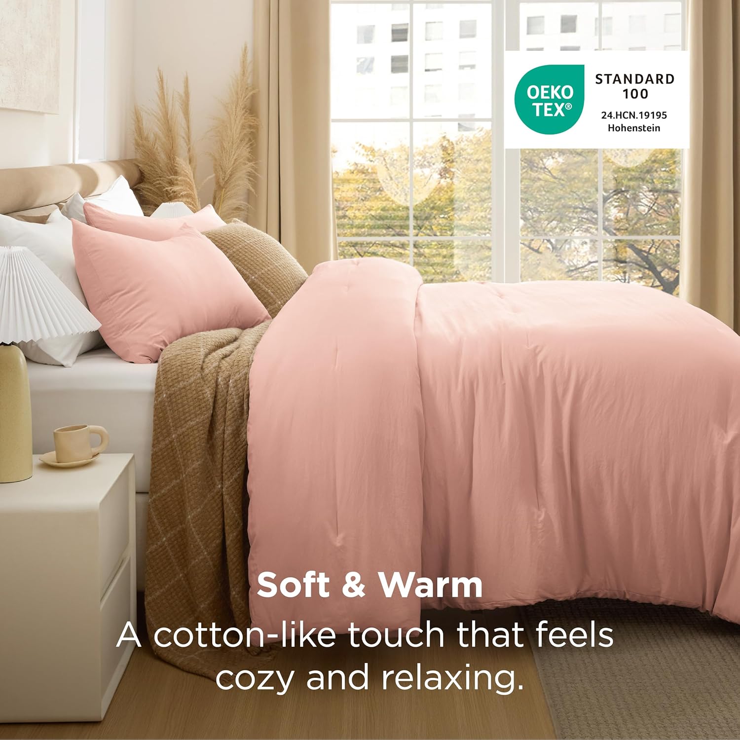 Bedsure Twin/Twin XL Comforter Set, Blush Pink Soft Prewashed Bedding for All Seasons, 2 Pieces GentleSoft™ Bed Set, 1 Lightweight Comforter (68"x88") and 1 Pillowcase (20"x26") thumbnail