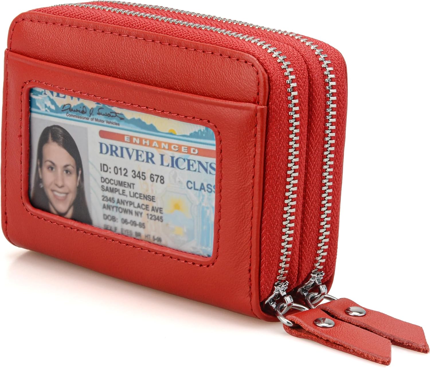 Wallet for Women,Slim RFID Blocking Credit Card Holder with ID Window,Double Zipper Compact Purses for Women with Coin Pocket