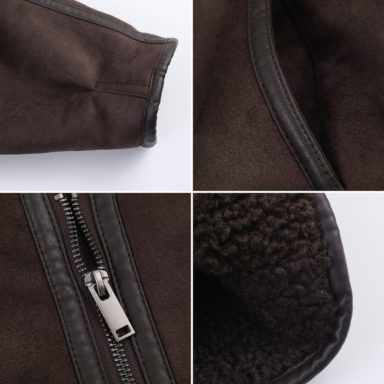 Chevara Women’s Reversible Double-Faced Jacket Slant Front Stand Collar Long Sleeve Cropped Fleece Zipper Coat - Image 5