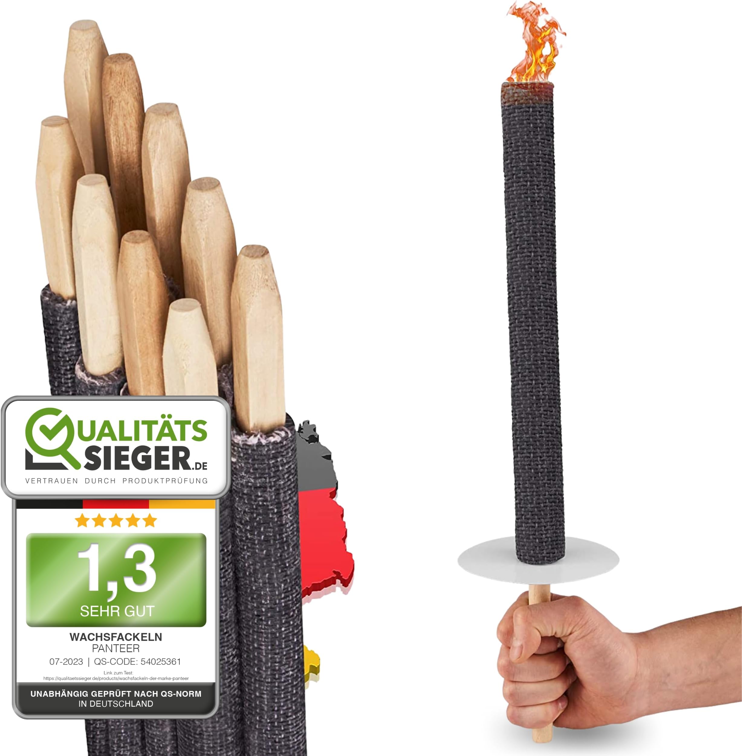 Amazon.de KUNSTIFY Wachsfackeln 10 Stück mit 45 min Brenndauer Wachs