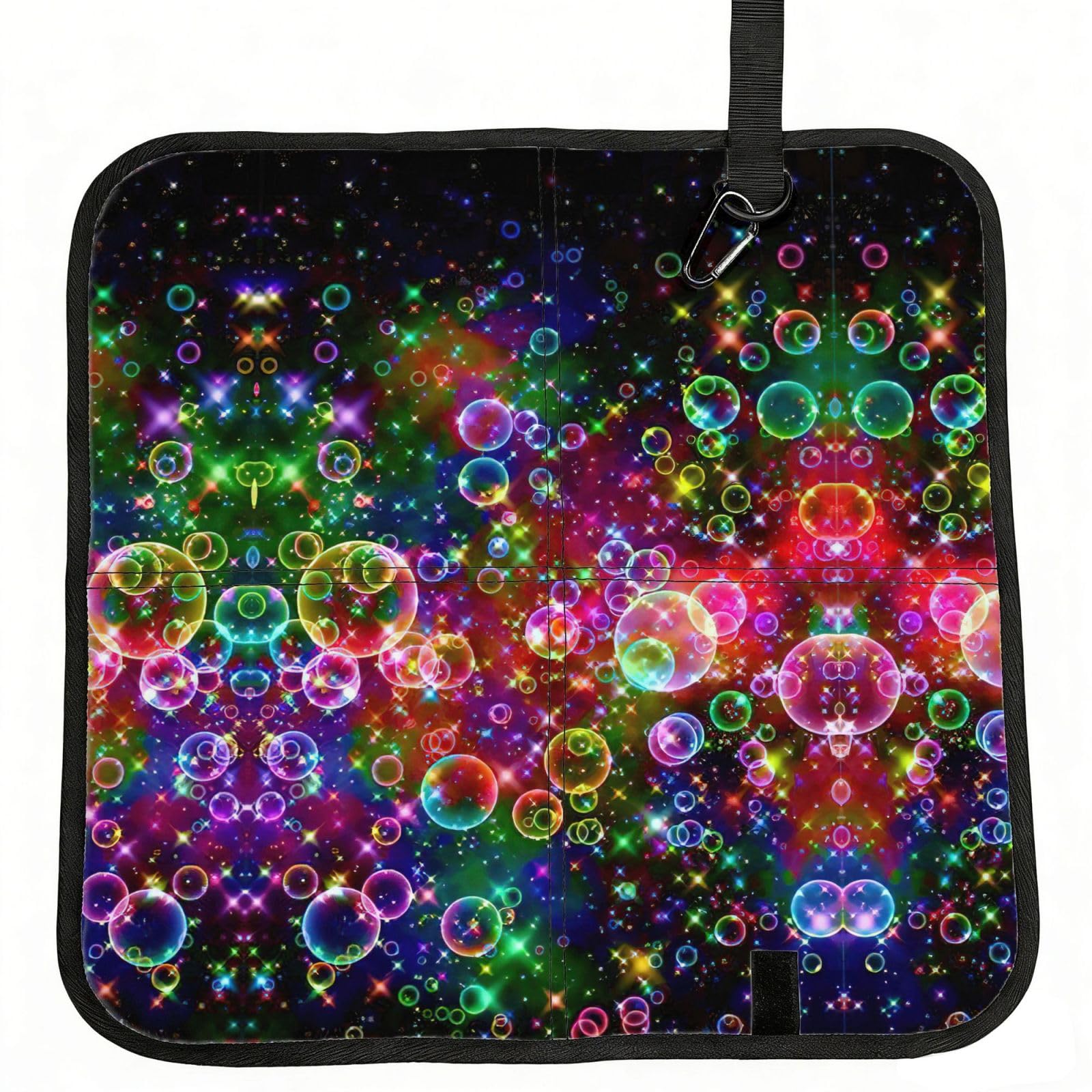 eeprty Colorful Rainbow Stars Printed Portable Seat Cushion Strap, Foldable Pad for Stadium Bleachers Hiking Travel