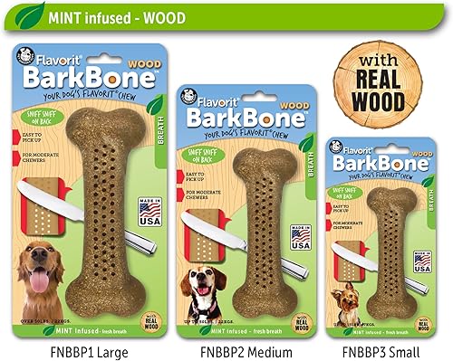 Miniatura 8 de Pet Qwerks - Lote de 3 púas de madera de sabor real, con insonorización de menta fresca, para perros de más de 50 libras, masticadores moderados,