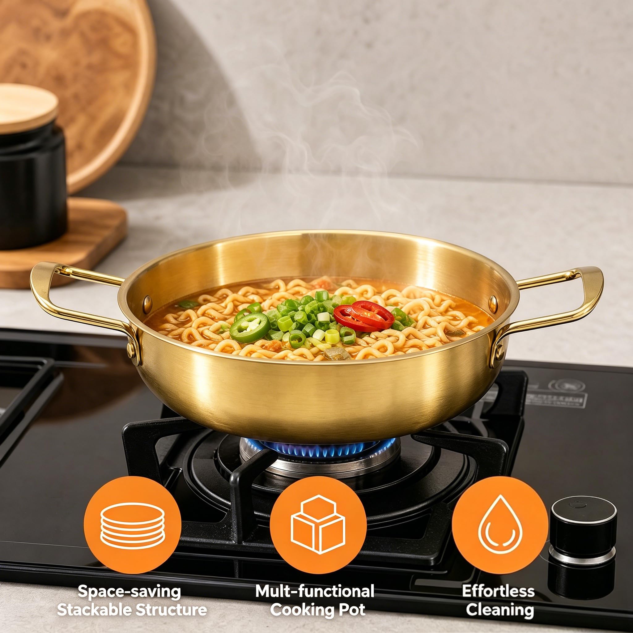 Okllen 3-Piece Korean Ramen Pots - Stainless Steel -7