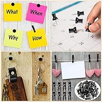 Vista 6 de 230 tachuelas decorativas de madera para el pulgar, tachuelas de madera para mapas, tableros de corcho, proyectos de manualidades (negro)