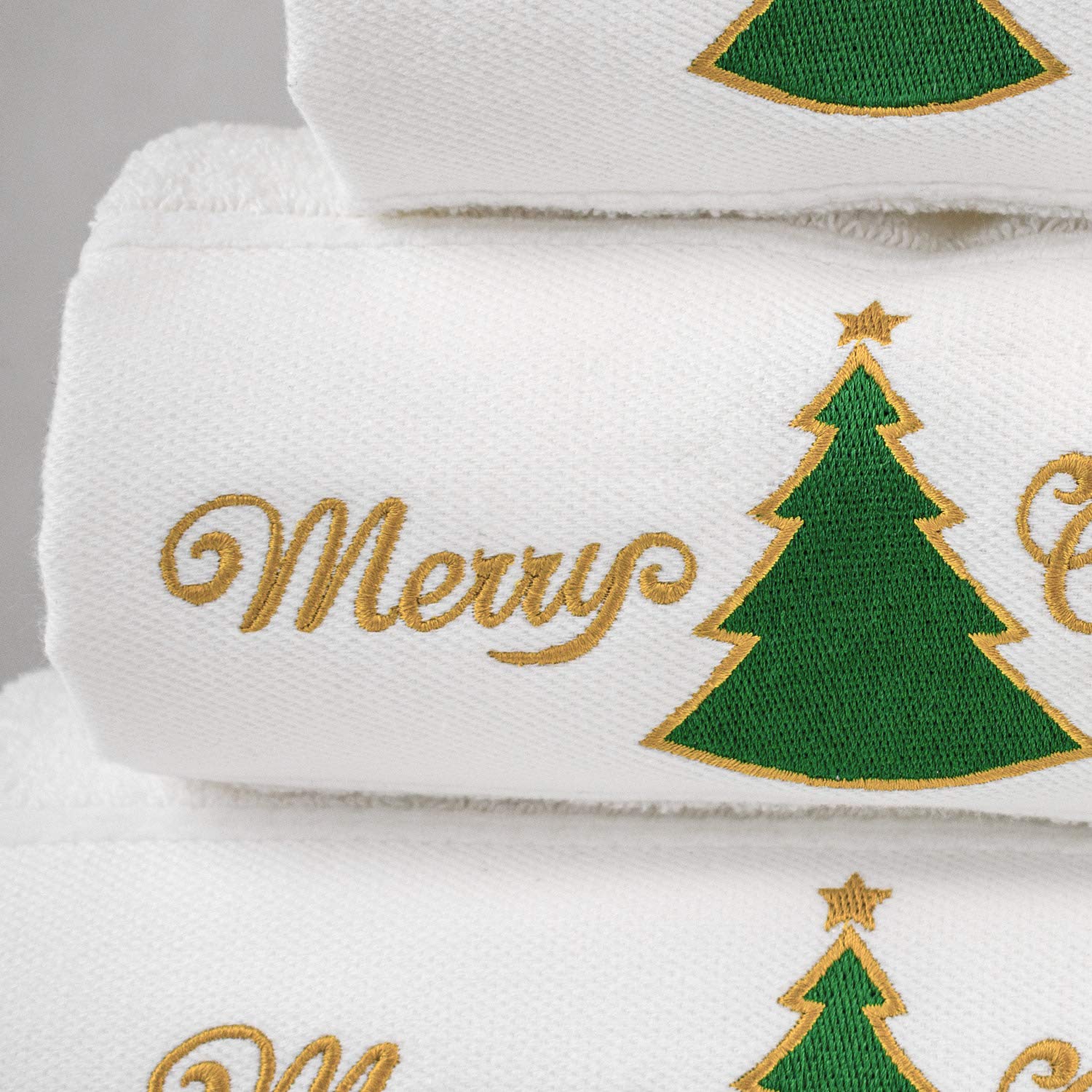 BG EUROPE - Conjunto de 3 toallas de baño Navidad - ref. Green Christmas Tree