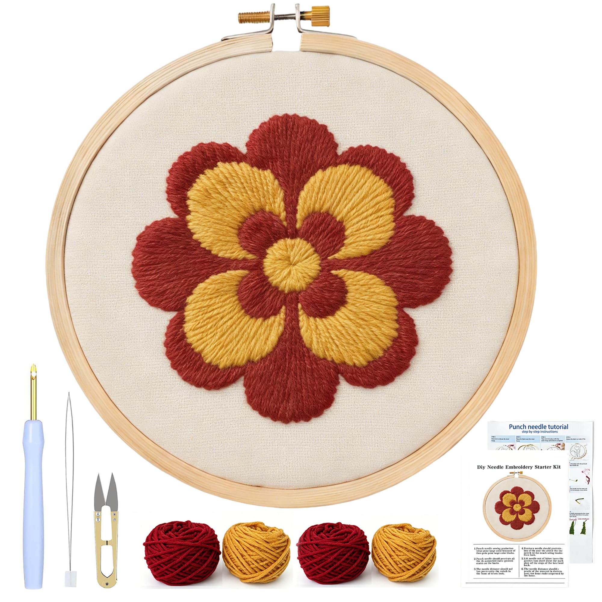 AohaiNova Punch Needle Kit for Adult Beginners,Punch Needling Set Flower