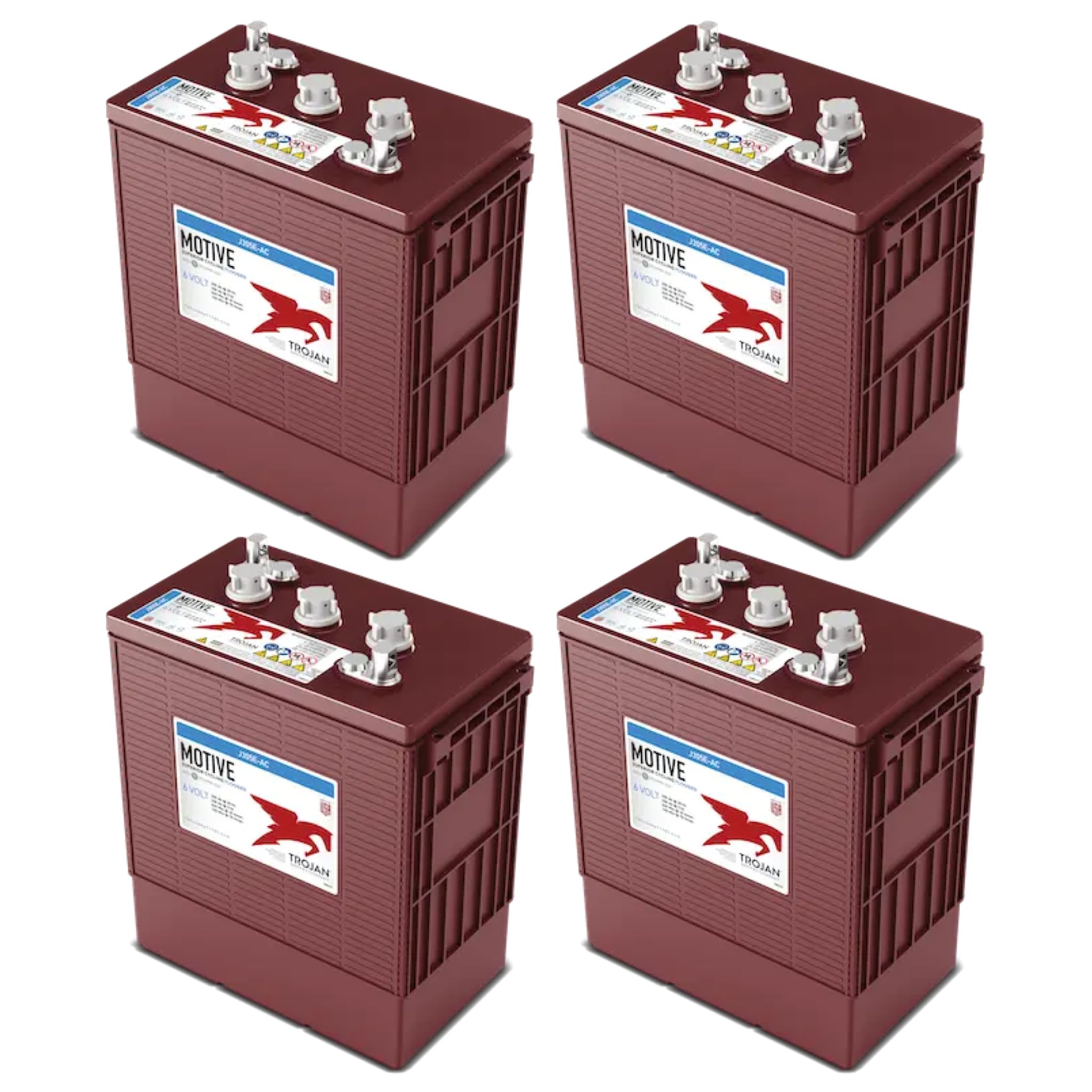 Trojan J305E-AC 6V Deep-Cycle Flooded Battery, 305Ah, Renewable Energy, Industrial, Golf Cart, Floor Scrubber Use (Pack of 4)
