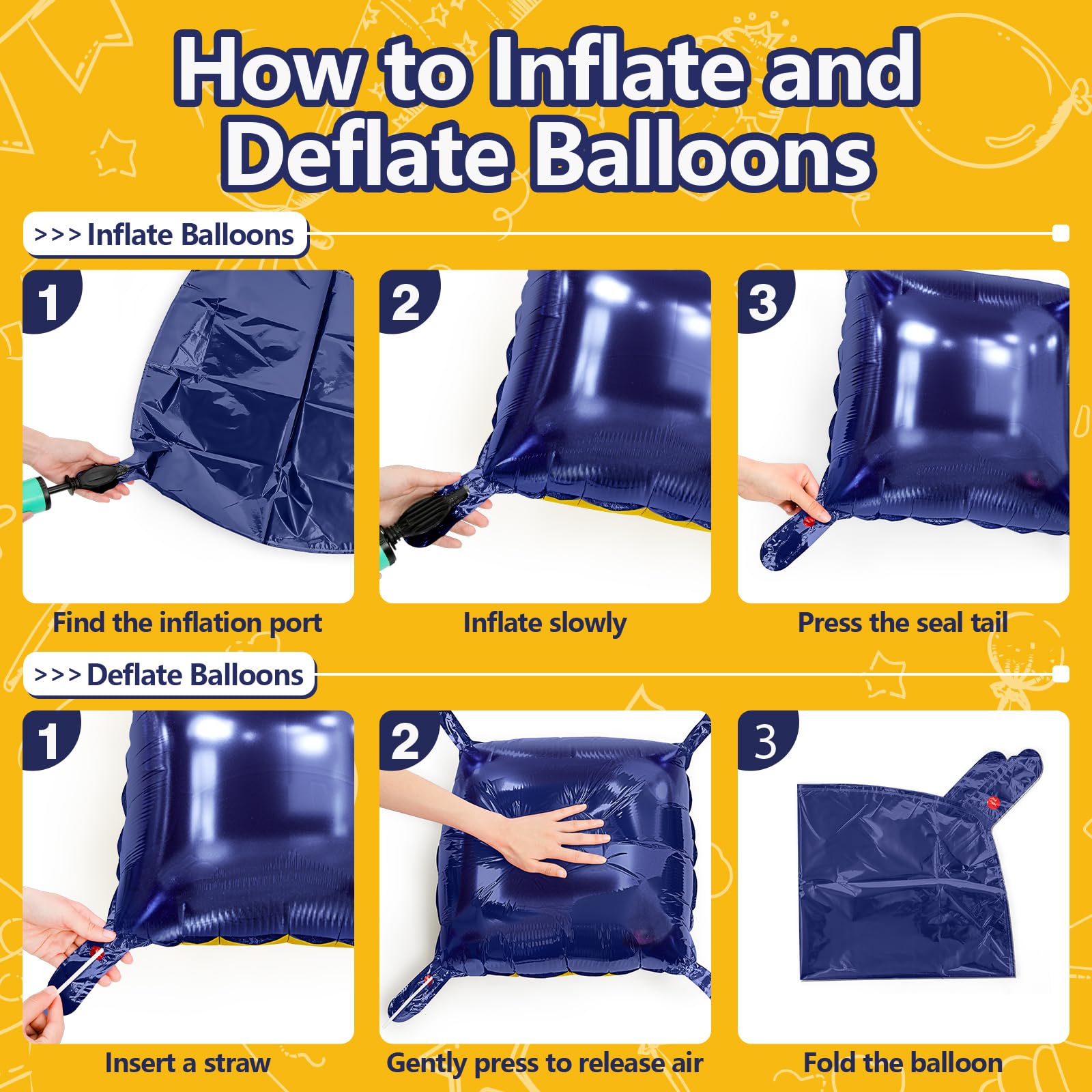NISOCY 48 palloncini quadrati in lamina d'oro blu da parete su entrambi i lati blu navy oro palloncini arco kit per compleanni, lauree, baby shower, matrimoni, anniversari, decorazioni per feste