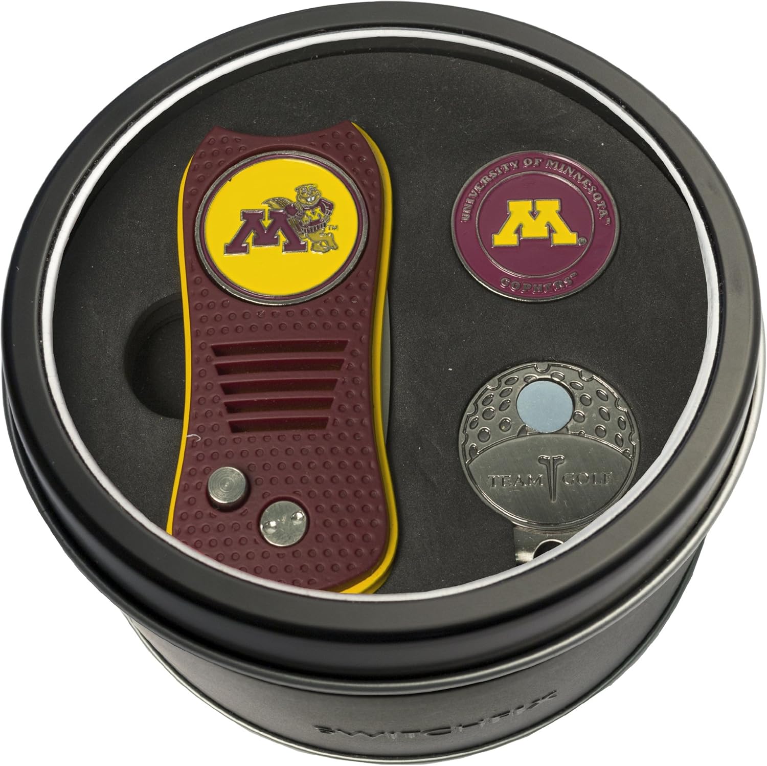 Team Golf NCAA Alabama Crimson Tide Gift Set Switchblade Divot Tool, Cap Clip, & 2 Double-Sided Enamel Ball Markers, Patented Design, Less Damage to Greens, Switchblade Mechanism,Team Color : Everything Else